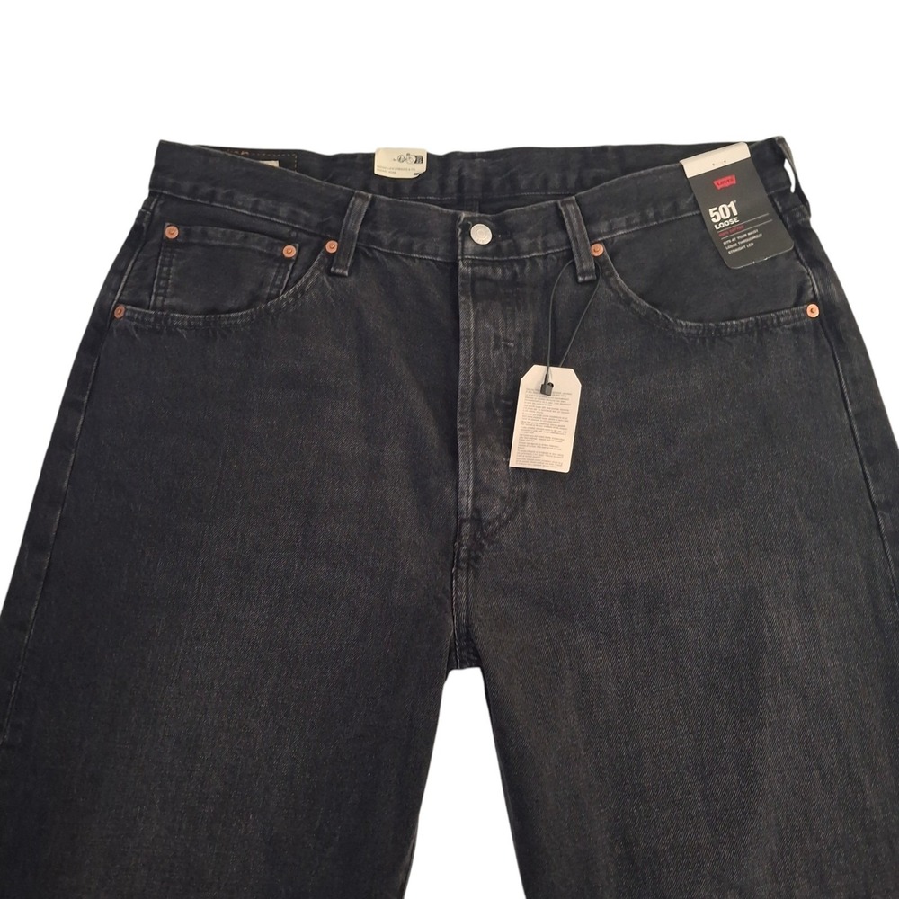Levi's Premium 501 Loose Jeans Men's 38x32 Black Wash Straight Leg NWT - Picture 3 of 15